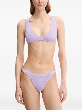 Bond Eye floral-jacquard crinkled bikini top